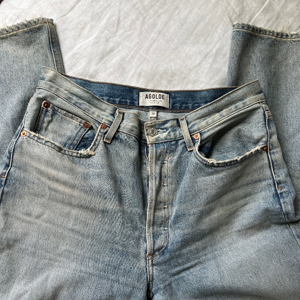 AGOLDE Riley Hi Rise Straight Crop in Zephyr